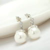 Women's Copper Geometric Flower Earrings With Pearl And Shell Bead Details Zircon Accents And Electroplated Finish