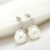 Women's Copper Geometric Flower Earrings With Pearl And Shell Bead Details Zircon Accents And Electroplated Finish