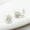 Women's Copper Geometric Flower Earrings With Pearl And Shell Bead Details Zircon Accents And Electroplated Finish