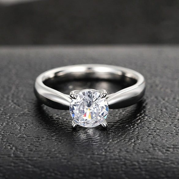 Women's Copper Geometric Fourclaw Ring With Zircon Treatment Light Luxury Style
