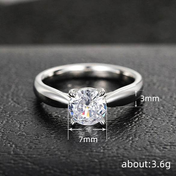 Women's Copper Geometric Fourclaw Ring With Zircon Treatment Light Luxury Style