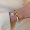 Women's Copper Geometric Freshwater Pearl Bracelet