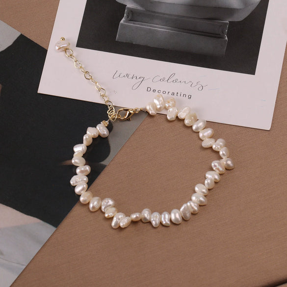 Women's Copper Geometric Freshwater Pearl Bracelet