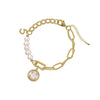 Women's Copper Geometric Freshwater Pearl Bracelet