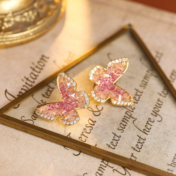 Women's Copper Geometric Gradient Butterfly Fashionable Electroplated Earrings