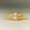 Women's Copper Geometric Handmade Brushed Sapphire Ring With Electroplating And Ice Flower Cut