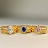 Women's Copper Geometric Handmade Brushed Sapphire Ring With Electroplating And Ice Flower Cut