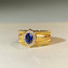 Women's Copper Geometric Handmade Brushed Sapphire Ring With Electroplating And Ice Flower Cut