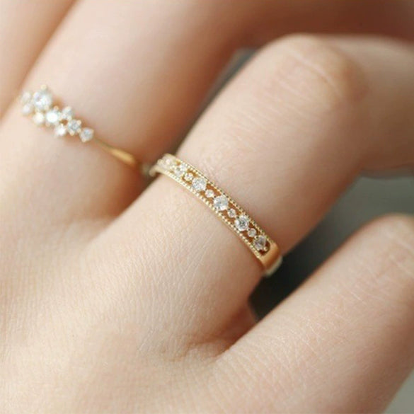 Women's Copper Geometric Hollow Carved Lace Style Ring Bracelet