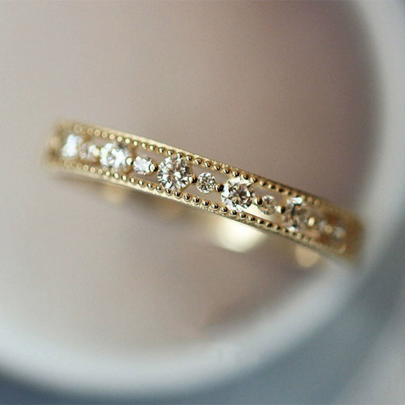 Women's Copper Geometric Hollow Carved Lace Style Ring Bracelet