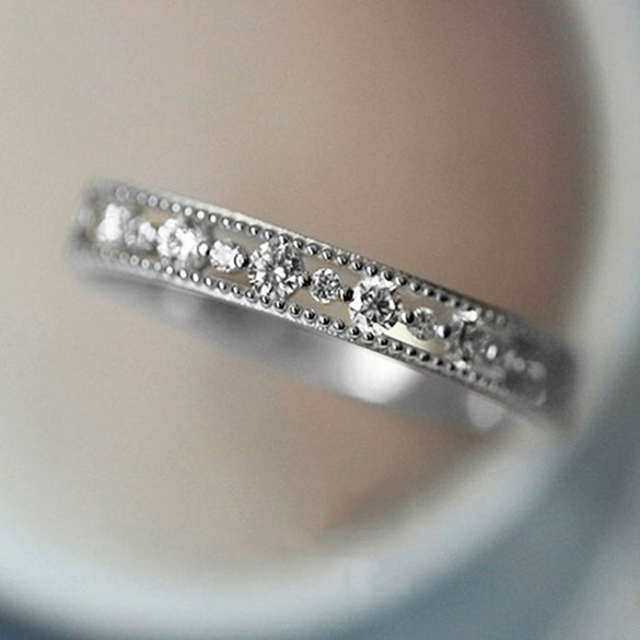 Women's Copper Geometric Hollow Carved Lace Style Ring Bracelet