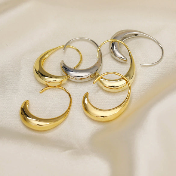 Women's Copper Geometric Hook Shape Simple Style Gold Plated Metal Earrings