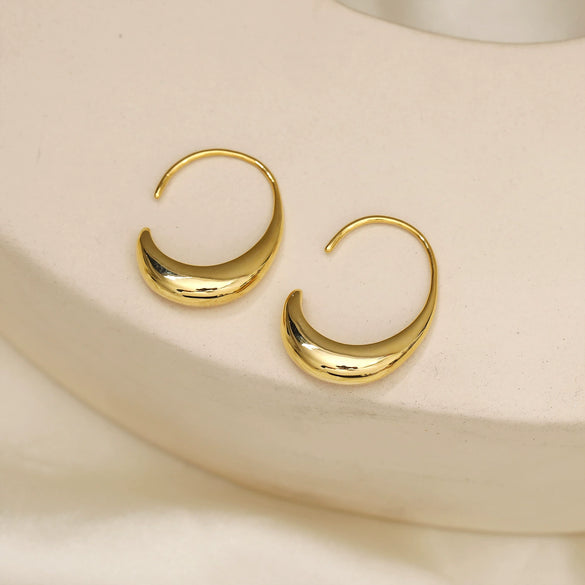 Women's Copper Geometric Hook Shape Simple Style Gold Plated Metal Earrings