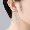 Women's Copper Geometric Hoop Earrings With Transparent Zircon Electroplated Fashion Bridal Wedding Jewelry