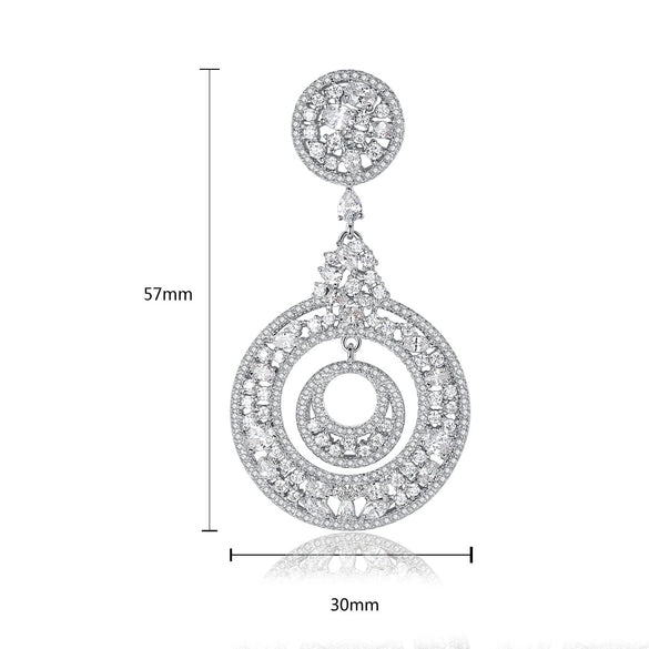 Women's Copper Geometric Hoop Earrings With Transparent Zircon Electroplated Fashion Bridal Wedding Jewelry