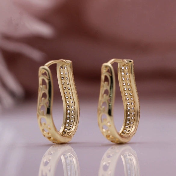 Women's Copper Geometric Inlaid Zircon Earrings