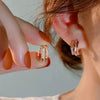 Women's Copper Geometric Inlaid Zircon Earrings