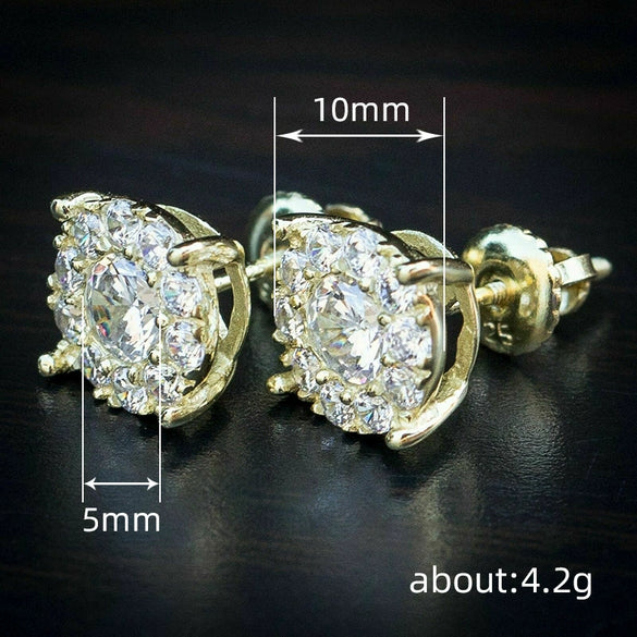 Women's Copper Geometric Inlaid Zircon Hiphop Earrings