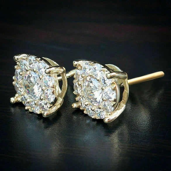 Women's Copper Geometric Inlaid Zircon Hiphop Earrings
