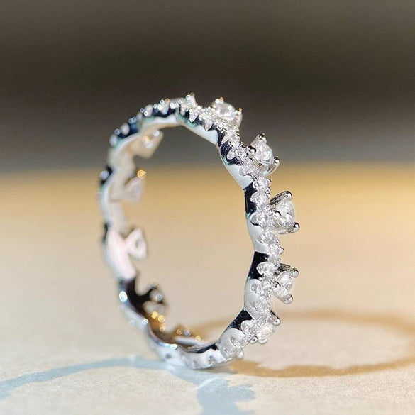 Women's Copper Geometric Inlaid Zircon Light Luxury Stacking Ring