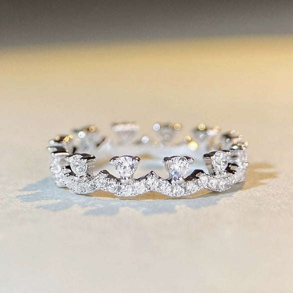 Women's Copper Geometric Inlaid Zircon Light Luxury Stacking Ring