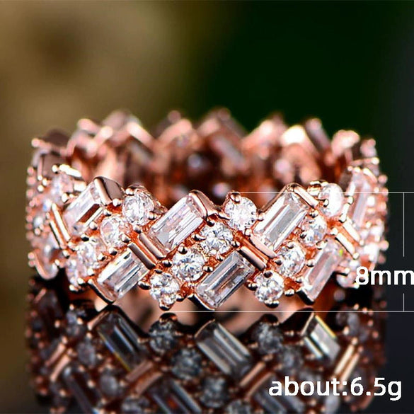 Women's Copper Geometric Inlaid Zircon Ring Fashion Accessories