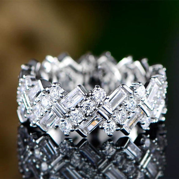 Women's Copper Geometric Inlaid Zircon Ring Fashion Accessories