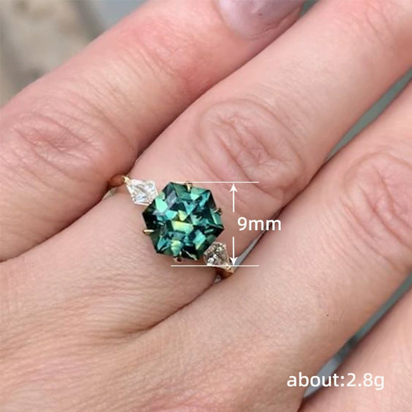 Women's Copper Geometric Inlaid Zircon Ring Jewelry
