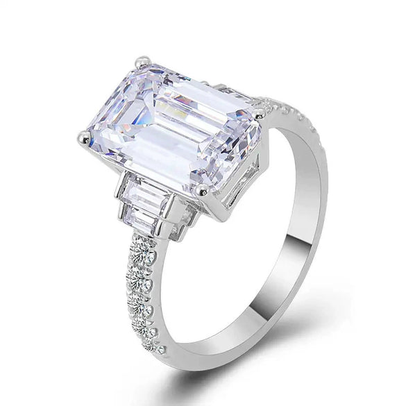 Women's Copper Geometric Inlaid Zircon Ring Minimalist Style