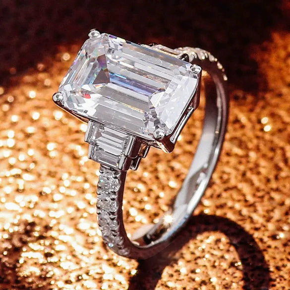 Women's Copper Geometric Inlaid Zircon Ring Minimalist Style