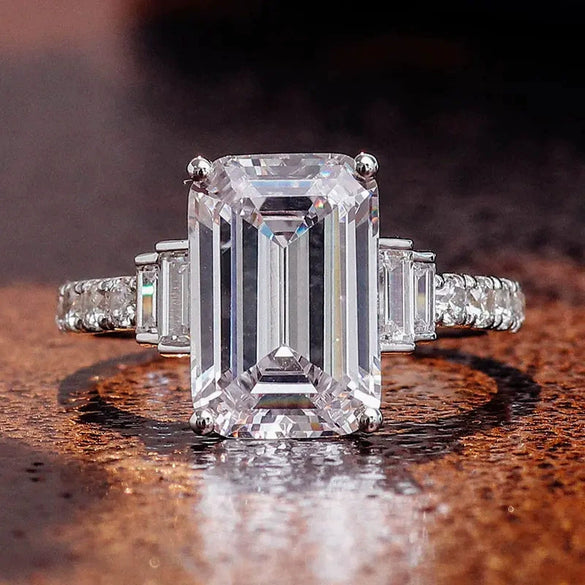 Women's Copper Geometric Inlaid Zircon Ring Minimalist Style