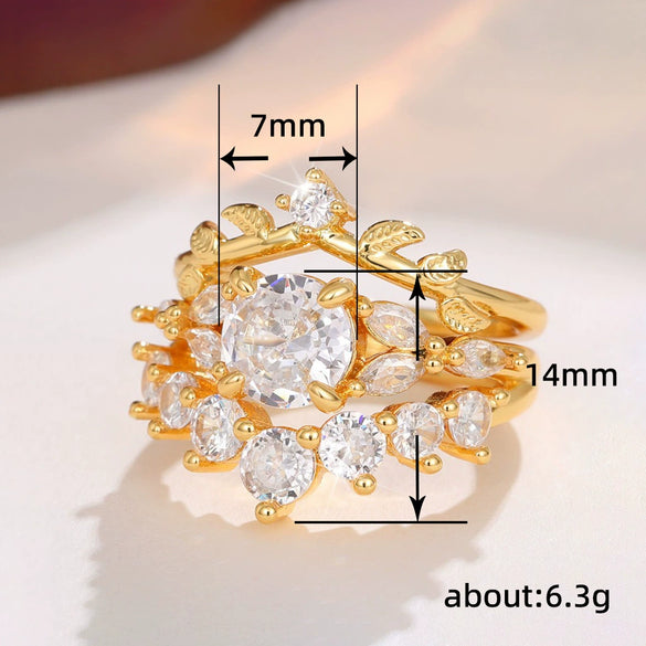 Women's Copper Geometric Inlaid Zircon Row Ring