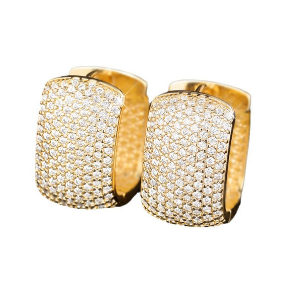 Women's Copper Geometric Inlaid Zircon Square Earrings Light Luxury Style