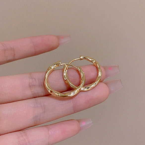 Women's Copper Geometric Irregular Circle Electroplated Earrings Cold Style Simple And Allmatch