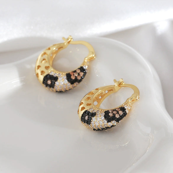 Women's Copper Geometric Leopard Earrings With Electroplating