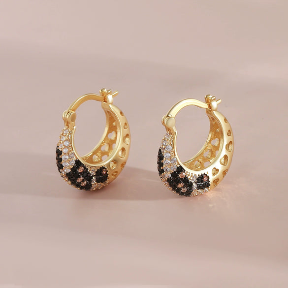 Women's Copper Geometric Leopard Earrings With Electroplating