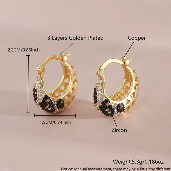 Women's Copper Geometric Leopard Earrings With Electroplating