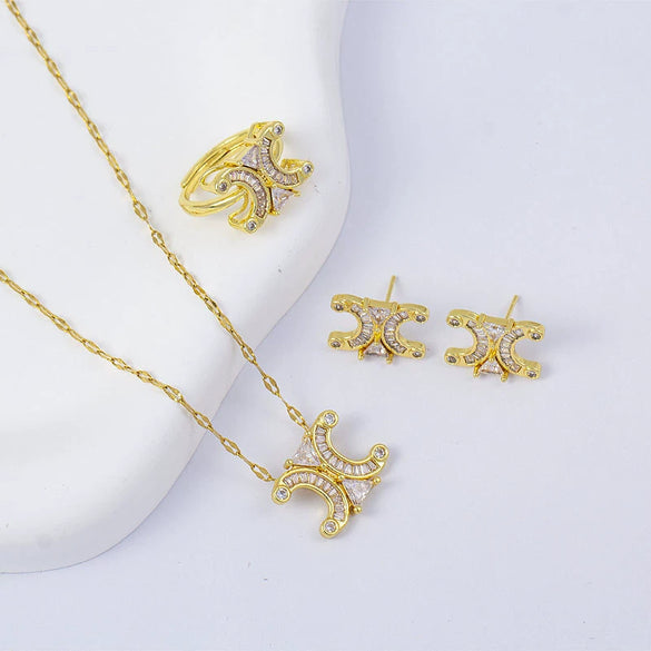 Women's Copper Geometric Light Luxury Electroplated Pendant Necklace With O Word Chain