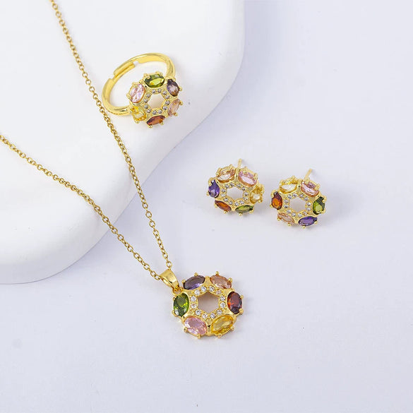 Women's Copper Geometric Light Luxury Electroplated Pendant Necklace With O Word Chain