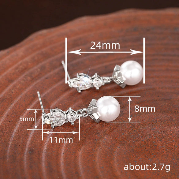 Women's Copper Geometric Marquise Flower Princess Style Earrings