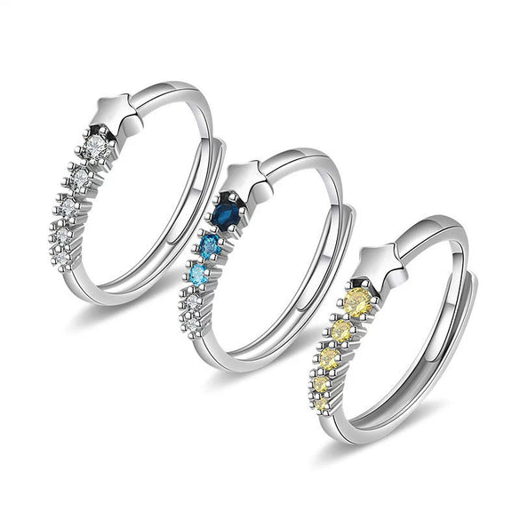 Women's Copper Geometric Meteor Zircon Ring Electroplated Simple Fashion