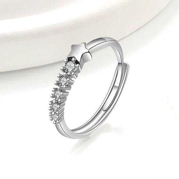 Women's Copper Geometric Meteor Zircon Ring Electroplated Simple Fashion