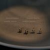 Women's Copper Geometric Micro Inlay Small Zircon Earrings Fashionable Retro Japanese And Korean Style