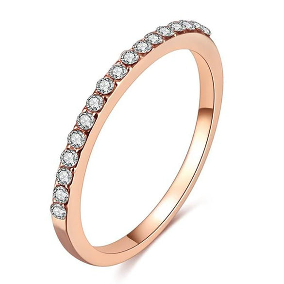 Women's Copper Geometric Microencrusted Zircon Ring