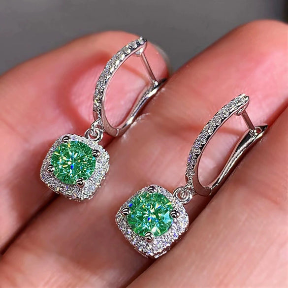Women's Copper Geometric Microinlaid Zircon Ear Buckle Earrings Jewelry