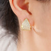 Women's Copper Geometric Microinlaid Zircon Earrings Chic Style
