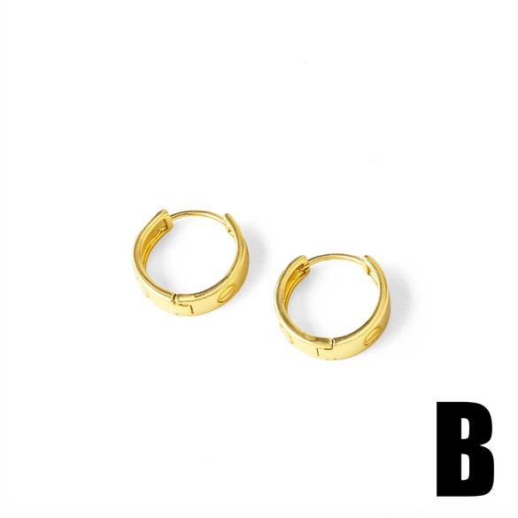 Women's Copper Geometric Minimalist Electroplated Earrings