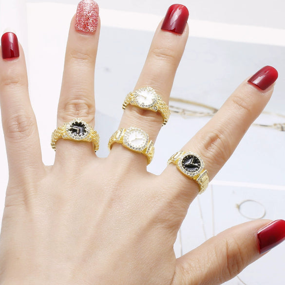 Women's Copper Geometric Open Ring Jewelry With 18K Gold Plated Electroplating