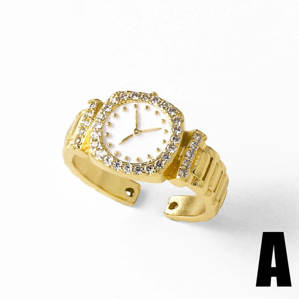 Women's Copper Geometric Open Ring Jewelry With 18K Gold Plated Electroplating