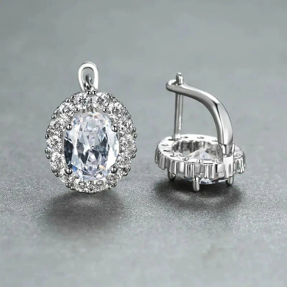 Women's Copper Geometric Oval Earrings With Zirconia Palace Style Fashion Retro